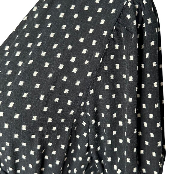 Knox Rose Black Wrap Midi Dress Medium Ruffle Hem Tassel Tie Geometric Print - Picture 4 of 10